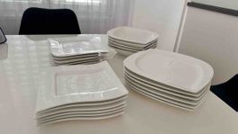Geschirr-Set weiss quadratisch 23-teilig