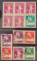 SUISSE 1914 à 27: Se-tenants, 3 paires, un ensemble à six, O