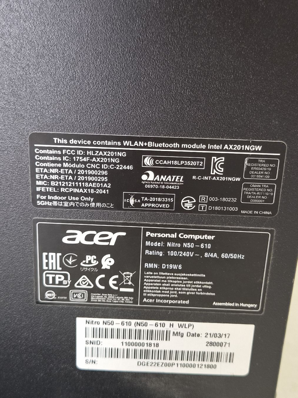 Intel Schede madri: Acer Nitro N50-610 Motherboard  – Usato da SCHAFFHAUSEN venduto da Atami99 4