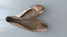Elegante Damen-Ballerinas Gr. 40, Roségold, Leder - neu