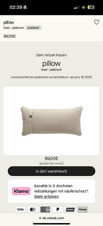 Kissen: Vetsak - Pillow 60x30cm inkl. Bezug – Gebraucht aus Uster von cynale