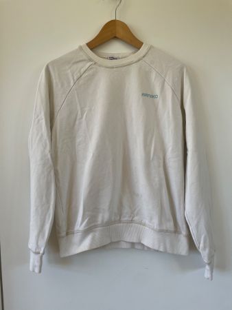 ARNIKO Pullover XS – Off-White mit Rückenprint (Upcycling)