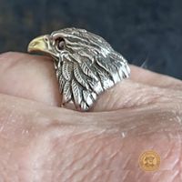 Adler Ring verstellbar rote Augen 925 Silber 8.5 g