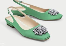 Zara Green Jewel Slingbacks ballerina 39 - Summer Shoes