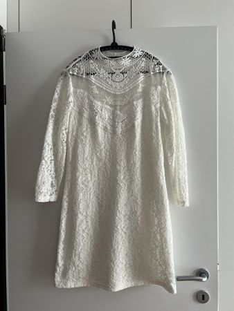 Promod Kleid weiss mit Spitze Langarm guter Zustand
