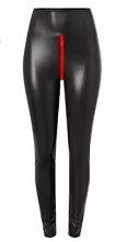 SeXy Doppelreißverschluss rot - Hose mattes PU Leder, Gr.XL