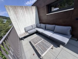 Gartensitzgruppe Aluminium mit Kissen und Tisch
