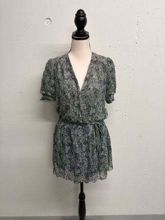 Zadig & Voltaire Minikleid Blumenmuster Gr. M grün Viskose