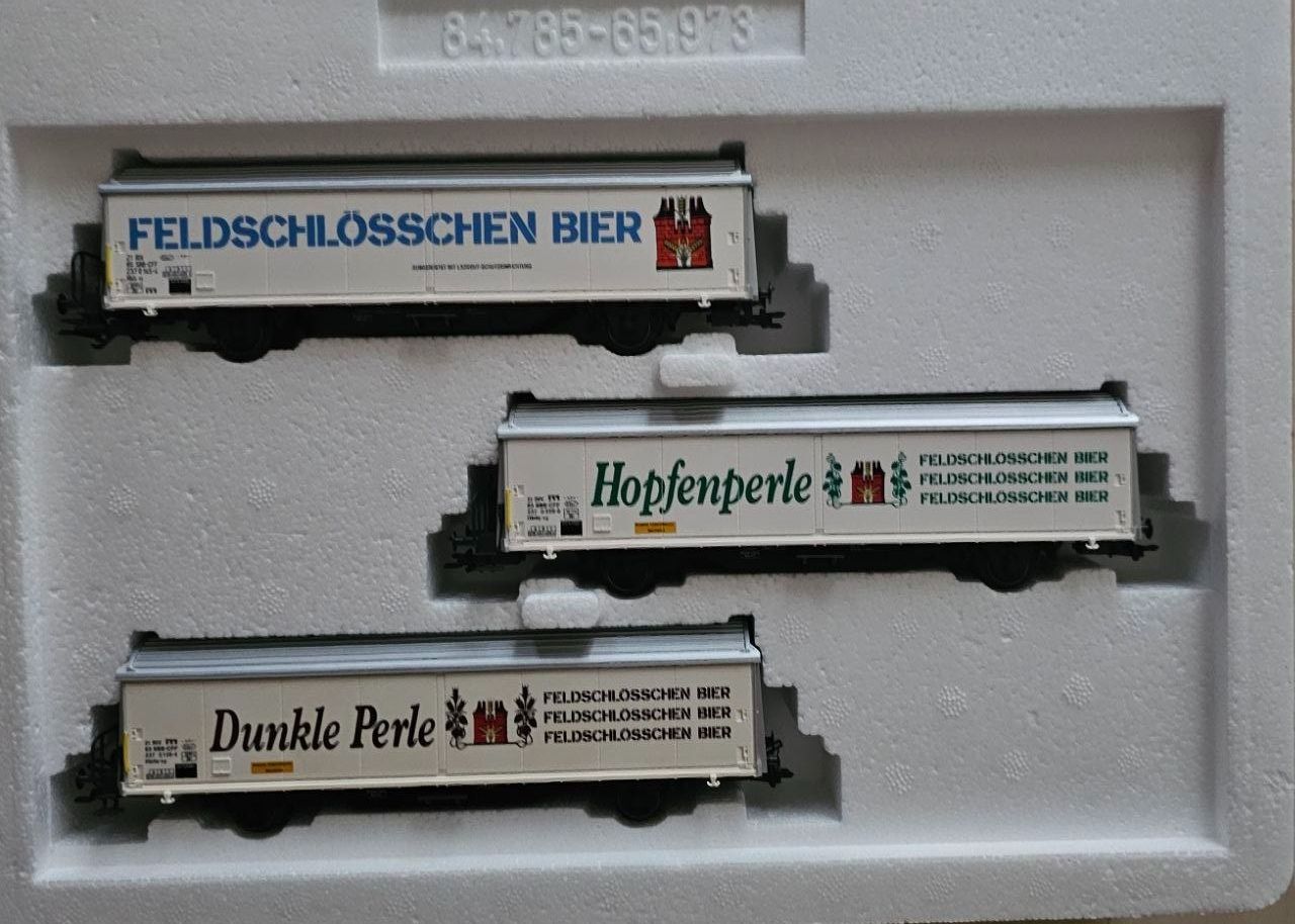 Märklin Modellini di ferrovie: Märklin H0 Feldschlösschen Wagen Set – Nuovo e nell'imballaggio originale da Siblingen venduto da Alpina8