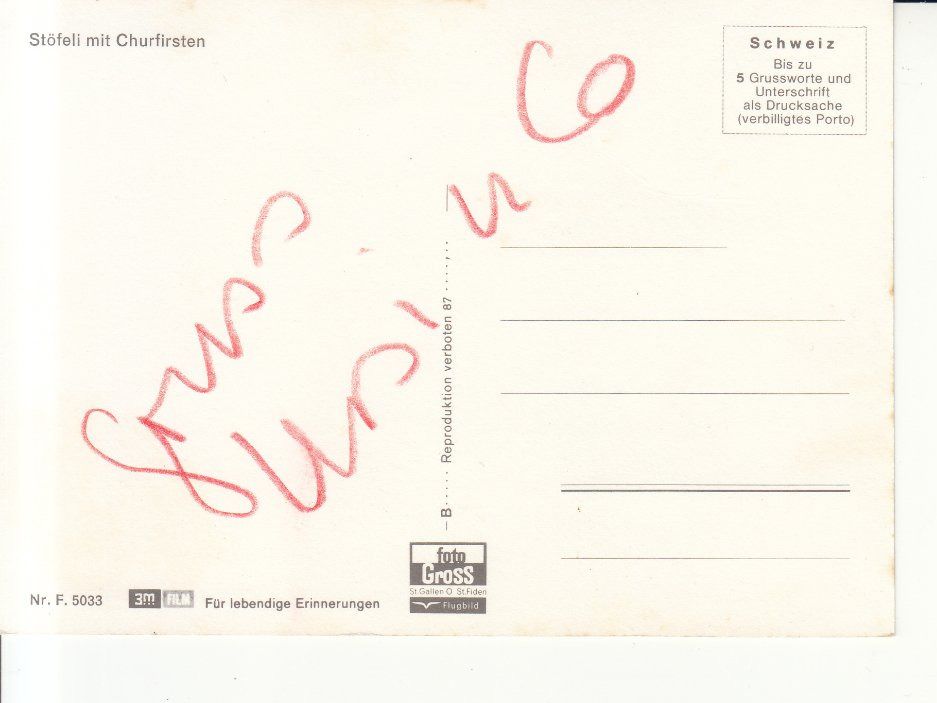 Cartoline postali: Churfirsten Stöfeli ca. 1980 – Usato da Bürglen TG venduto da StampGraf 1
