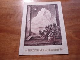 Neujahrskarte mit Matterhorn, Kunstkarte, 1932, gelaufen