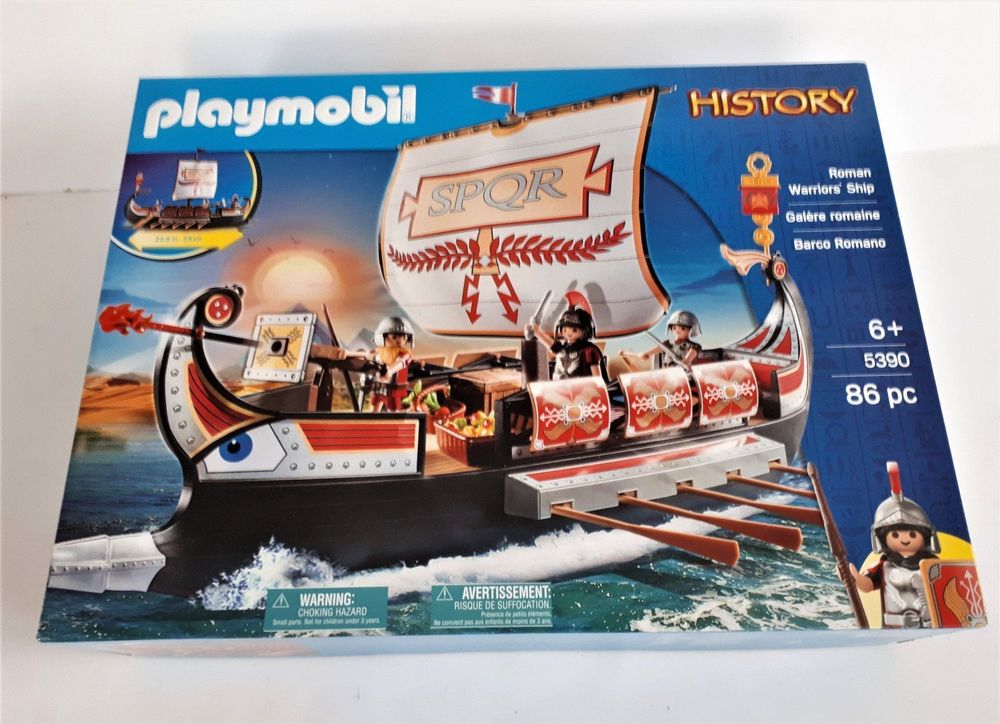 PLAYMOBIL History 5390 Roman Galley Chip, Floating Ship, Toy for Children from 6 Years