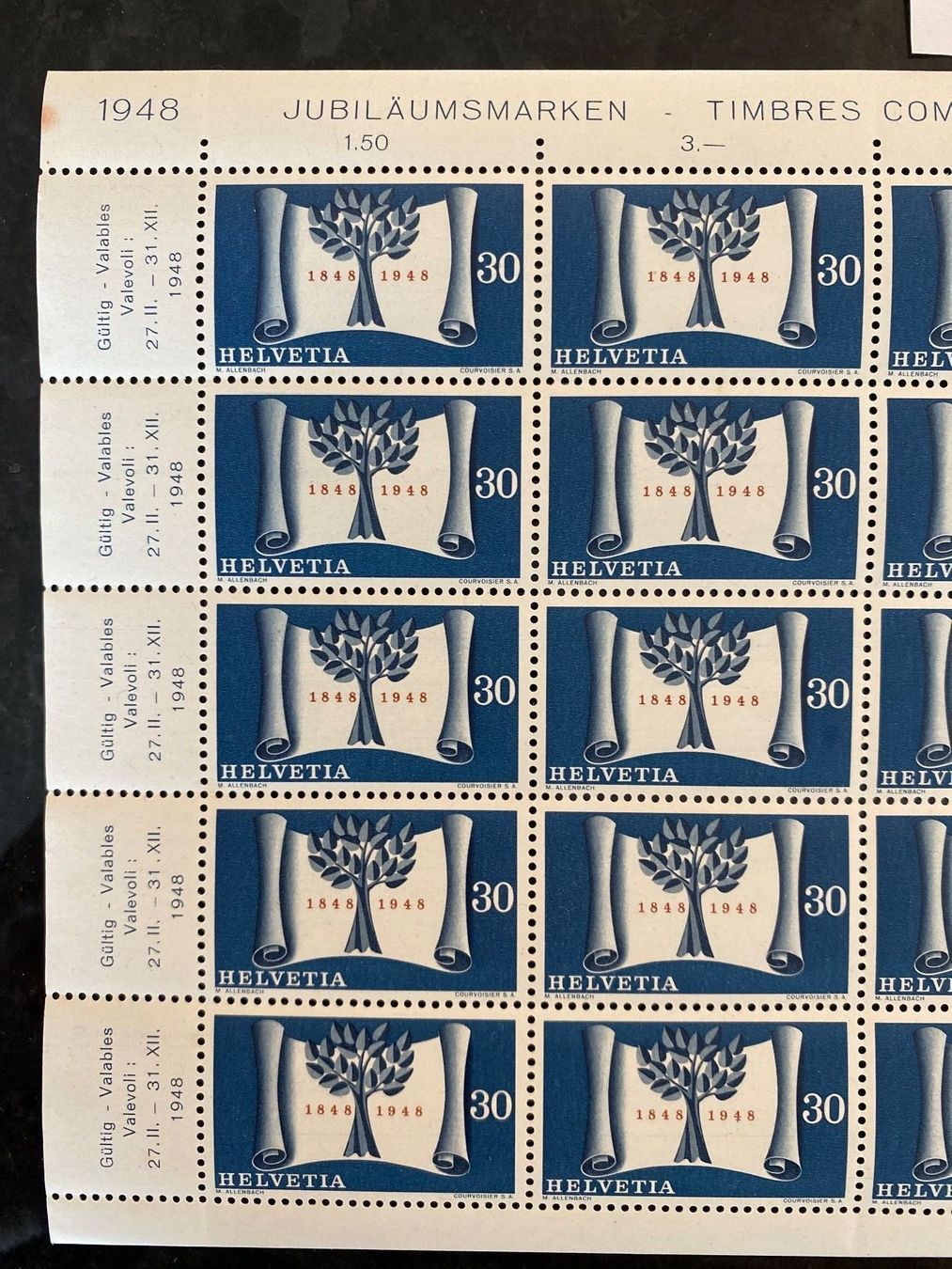 Tutti i francobolli: 1948 Bogen 284 499 Frankatur Bundesstaates postfrisch ** – Nuovo (secondo la descrizione) da Wil SG venduto da Chefsugus 1