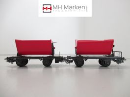 Märklin 2x 4513 Lorenwagen mit Kippmulde rot / schwarz AC H0
