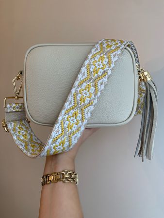 Edle Crossbody Bag Creme -Echt Leder- inkl. Taschengurt