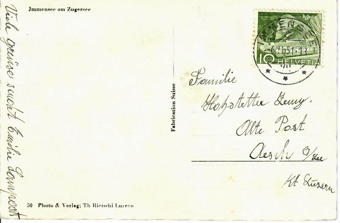 Cartoline postali: Immensee am Zugersee – Usato da Hochdorf venduto da Ziegel-16 1