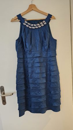 Blaues Damen Cocktailkleid mit Steinen, Grösse 42 gebraucht