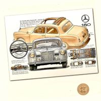 Mercedes 180·– Plakat Technische Illustration Rarität