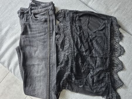 ensemble Zara T. S dentelle et jean  38, mais bien pour 36/3