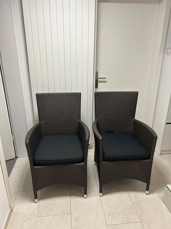 COSTWAY 4er-Set Rattanstühle Garten - PE-Geflecht Mit Sitzkissen