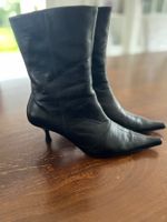 Elegante Damen Lederstiefeletten, Gr.  39, Schwarz