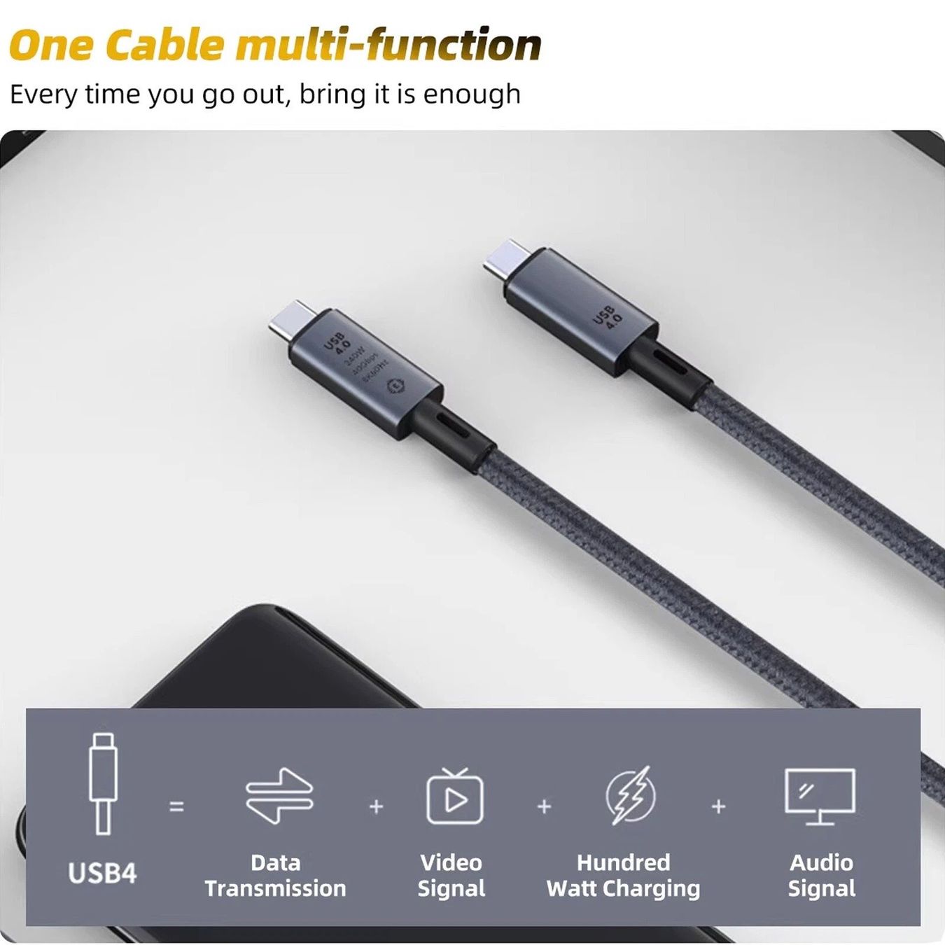 Kabel: USB C 4.0 Kabel Thunderbolt 4&3 8K 240W Daten 40Gbps 1m – Neu (gemäss Beschreibung) aus Kirchdorf AG von Apost008 3