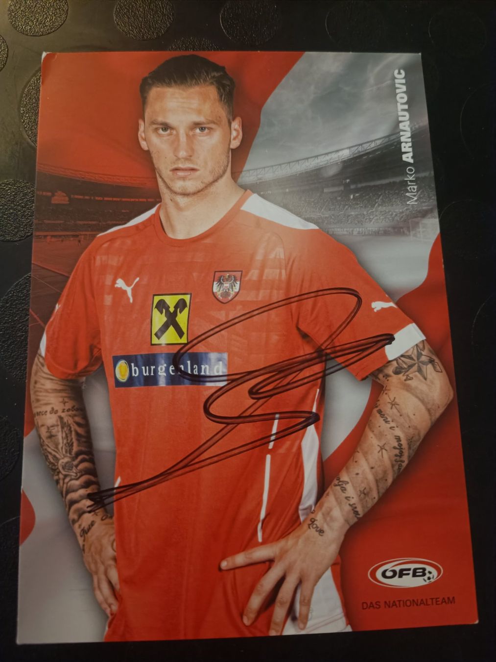 Autografi: Marko Arnautovic - handsignierte ÖFB Autogrammkarte von 2016 – Usato da Menziken venduto da Artographs