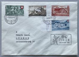 Bundesfeiermarken 1946 auf Brief