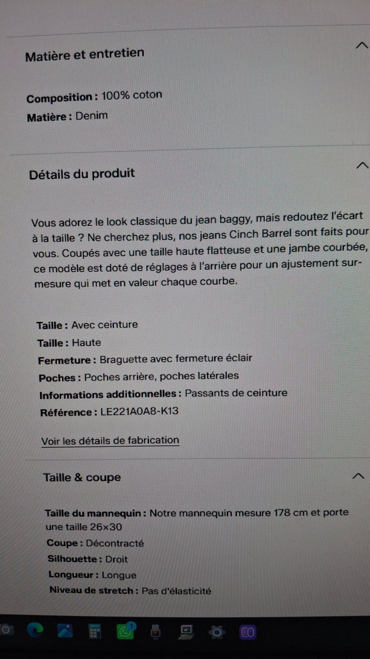 Levi's Jeans: Levi's CINCH BARREL neuf 100 % coton T.30 – Nuovo (secondo la descrizione) da Yverdon-les-Bains venduto da car_vz9j 6