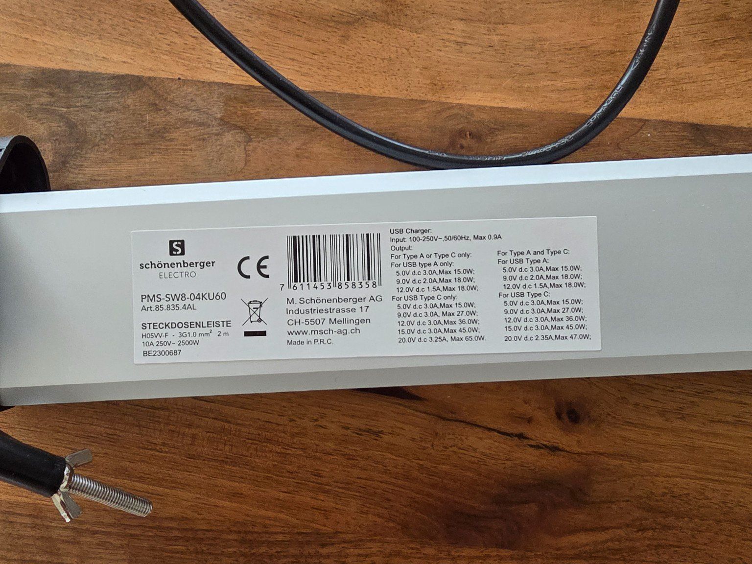 Spine: Schönenberger Tischsteckdose USB-C PD 60W – Nuovo (secondo la descrizione) da Dietlikon venduto da Bonamesa 4