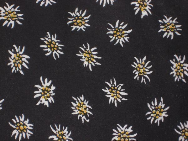 Tessuti: Baumwollstoff schwarz mit Edelweiss – Nuovo (secondo la descrizione) da Füllinsdorf venduto da Schlupp 1