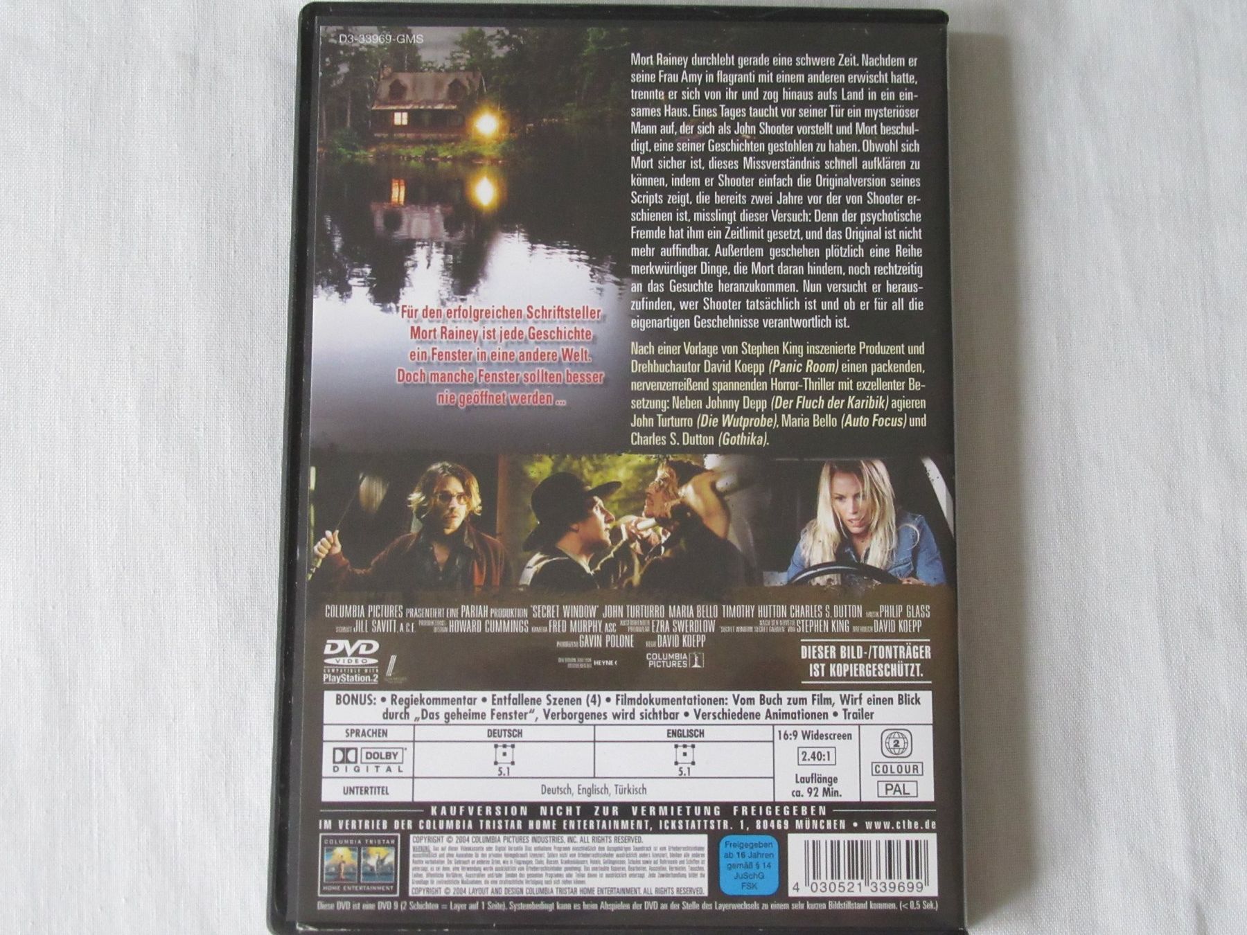 Tutti i DVDs: Das geheime Fenster, mit Johnny Depp DVD – Usato da Bern venduto da Mariana7 1