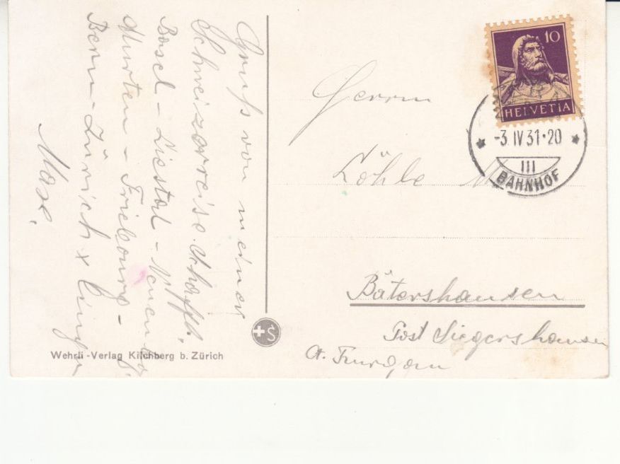 Cartoline postali: Bern 1931 – Usato da Bürglen TG venduto da StampGraf 1