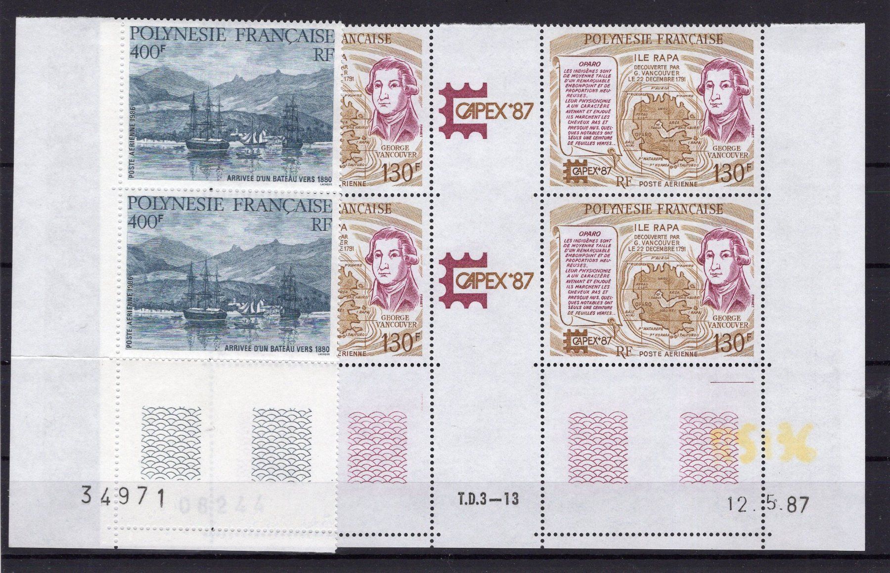 Alle Briefmarken: R5136  /  Polynésie 1985-1987 poste aérienne coins datés – Neu (gemäss Beschreibung) aus Ste-Croix von MONT-TAGNAC 2