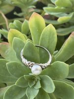 Ring Silver Pearl Size 12 - 925 Silver stamped