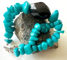 Unisex - Arm- oder Fusskette Türkis Nuggets & XL Onyx 23,5cm