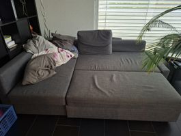 Ecksofa grau mit Bettfunktion und Stauraum guter Zustand