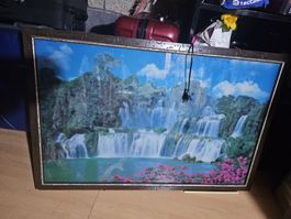 Gerahmtes Wandbild  Elektrisch mit Wasserfall-Motiv, Top Zus