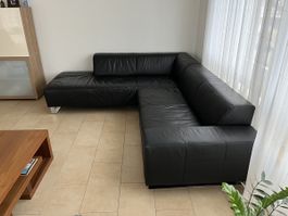 Ledersofa schwarz, Ecksofa,
