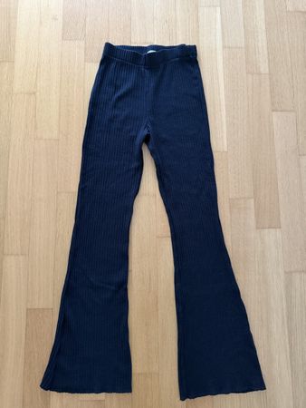 STR Stradivarius Black Ribbed Flare Pants - S