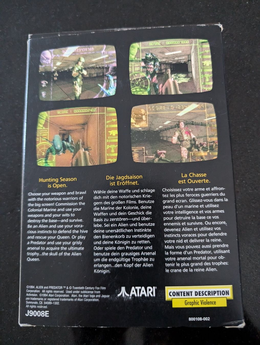 Atari Jeux: ALIEN VS. PREDATOR - ATARI JAGUAR – D'occasion à Spiegel b. Bern par Natix 9
