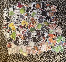 Sticker Set Witzige Tiere mit Messer, Dinos und süsse Tiere 