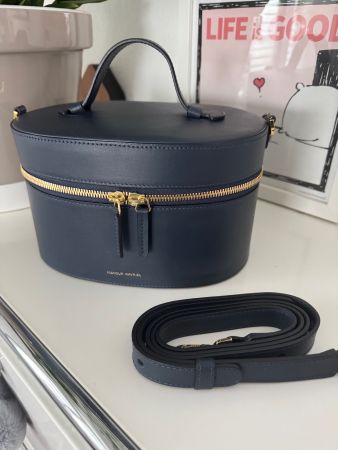 MANSUR GAVRIEL Calf Train Case, Blau abnehmb. verst. Gurt