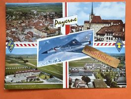 Alte Ansichtskarte Payerne mit Flugzeug