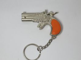 Schlüsselanhänger Chrom Deringer Pistole Gun Derringer