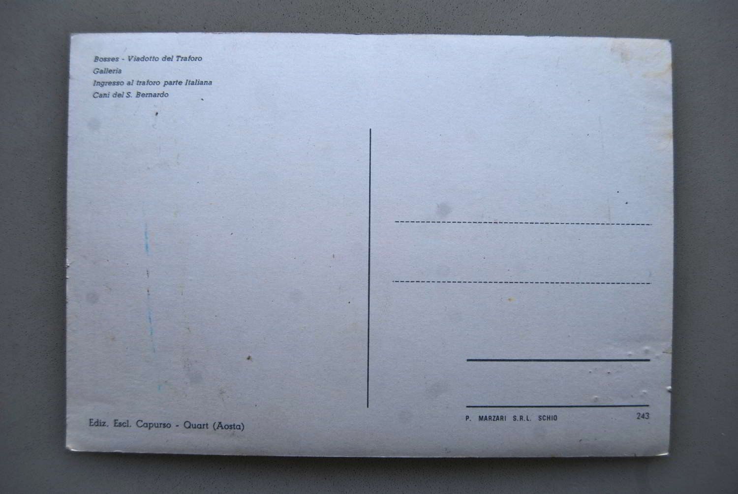 Cartoline postali: AK Traforo del Gr. S. Bernardo – Usato da Rüfenacht BE venduto da Toro06 1