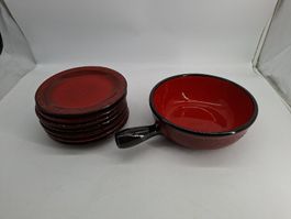 Burkart Keramik Fondue Set rot