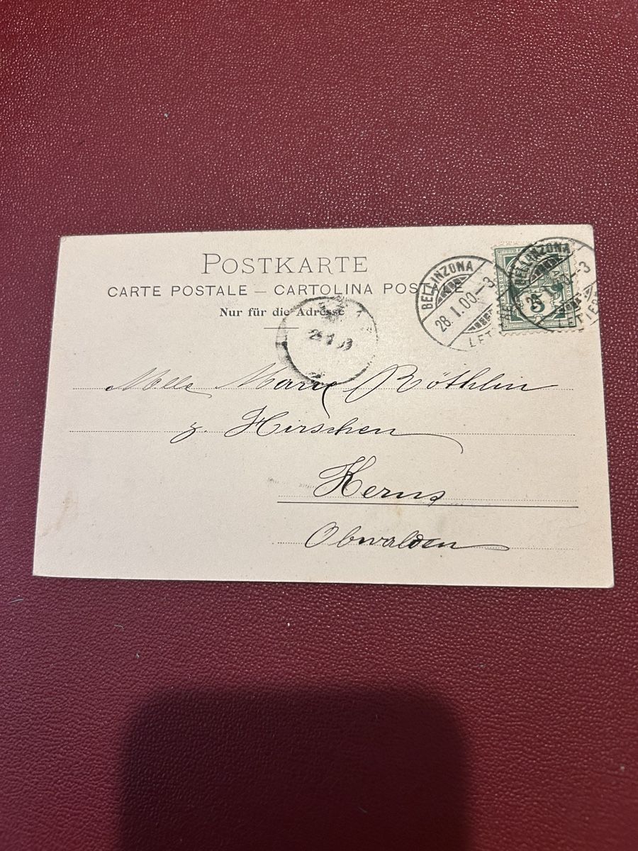 Cartoline postali: Bellinzona 1900 – Usato da Breganzona venduto da Milesbo 1