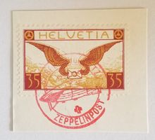 MA432) F14 Flugpostmarke mit rotem Zeppelin Stempel