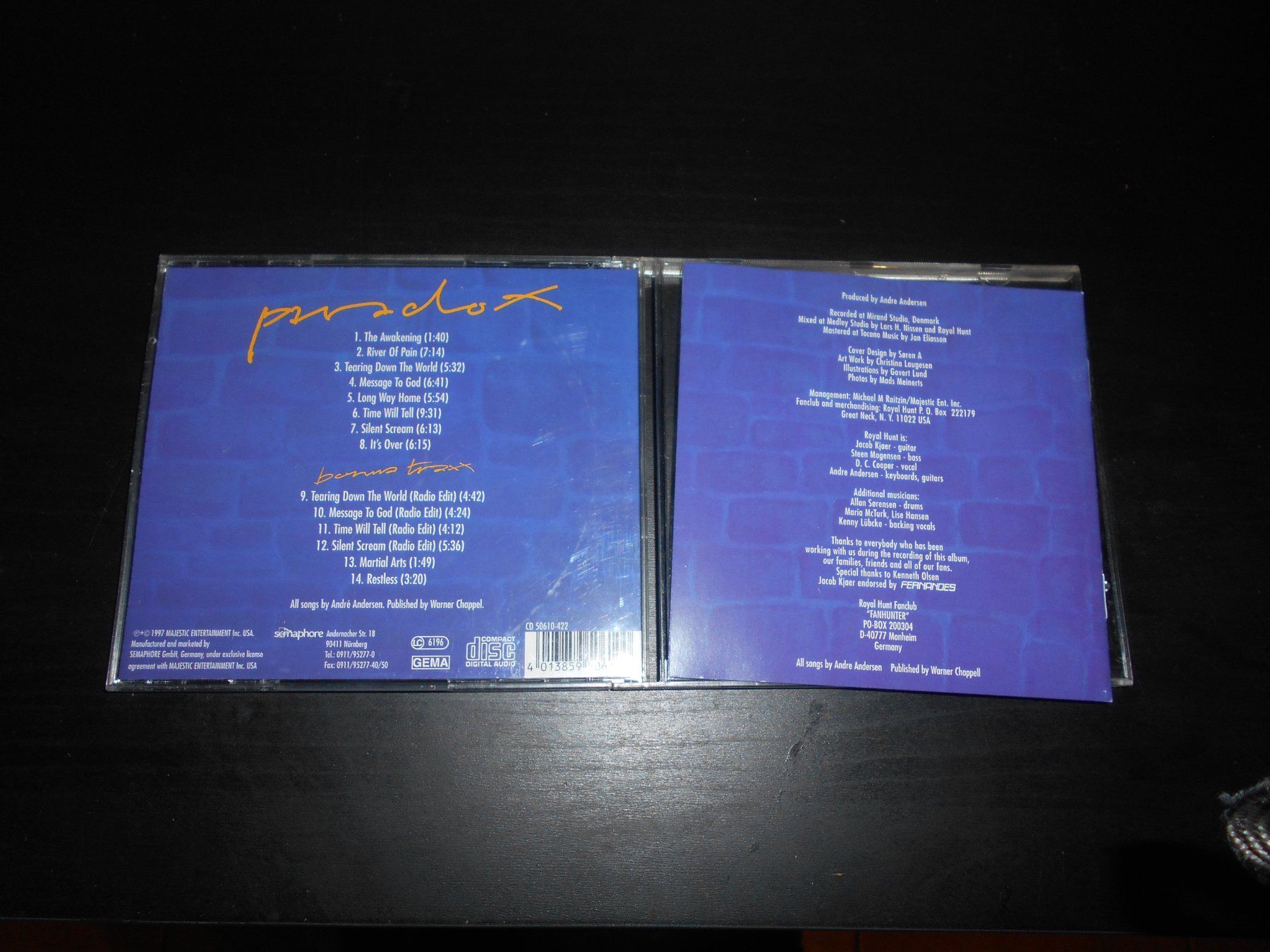 CD: Royal Hunt – Paradox / 1997 – Usato da Aarberg venduto da witchhunter01 1